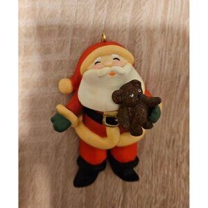 Vintage Santa With Teddy Bear Christmas Collectibles Ornament By Russ